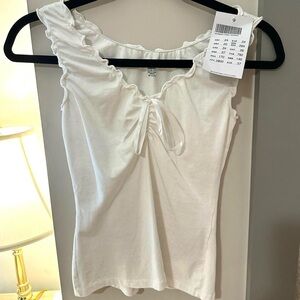 Brandy Melville White Ruffle Tank Top